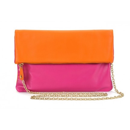 FOLDOVER CLUTCH IN FUCHSIA/...
