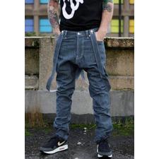 SLIM LEG GREY DENIM DUNGAREES STYLE JEANS DETACHABLE BRACES 