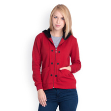 Belle Fille Women Red Hooded Sweatshirt
