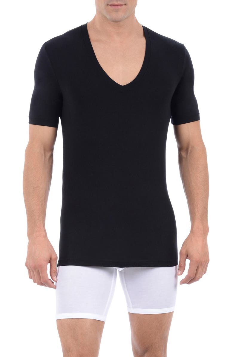 TOMMY JOHN Cool Cotton Deep V-Neck Undershirt, Main, color, Black