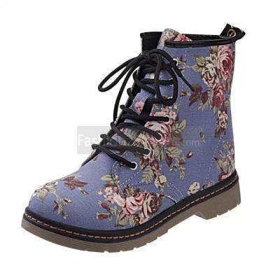 Retro Flower Flat Martin Boots