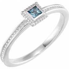 Sterling Silver Aquamarine Stackable Family Ring