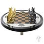 Staunton Inspired Brass Metal Luxury Chess Pieces &amp; Board Set-12"-Silver &amp; Black