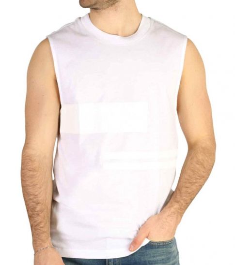 Calvin Klein White Sleeveless Mock Neck T-Shirt