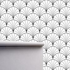 Geometric Art Deco White Black Wallpaper Monochrome Embossed image 0