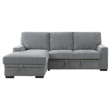 Homelegance Furniture Morelia 2pc Sectional with Pull Out Bed and Left Chaise in Dark Gray 9468DG*2LC2R image