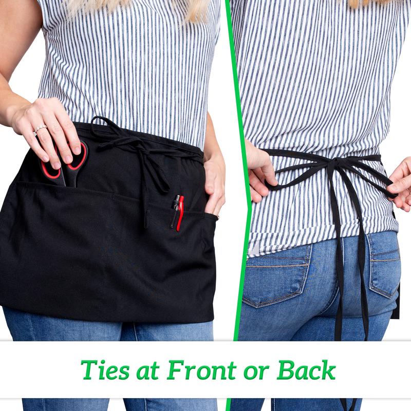 Black Spun Waist Aprons 3 P...