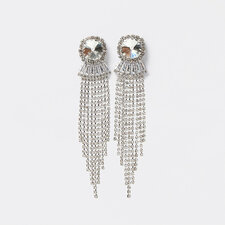 Silver diamante cascade drop earrings