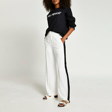 White wide leg stripe trouser