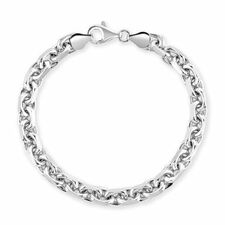 Sterling Silver 6.3mm Anchor Bracelet Diamond Cut