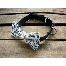 Dog Collar With Bowtie. Dog bowtie. Pet collar. Pet Bowtie. Pet accessories. Ball print. Funky dog collar. Playful dog and ball print.