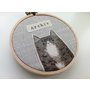 Personalised pet cat portrait - painted cat hoop art - made to order