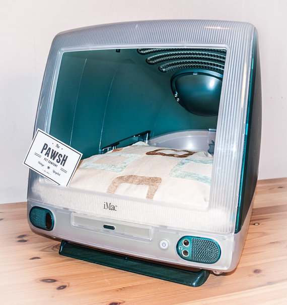Upcycled iMac pet bed for cat or small dog