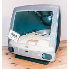 Upcycled iMac pet bed for cat or small dog