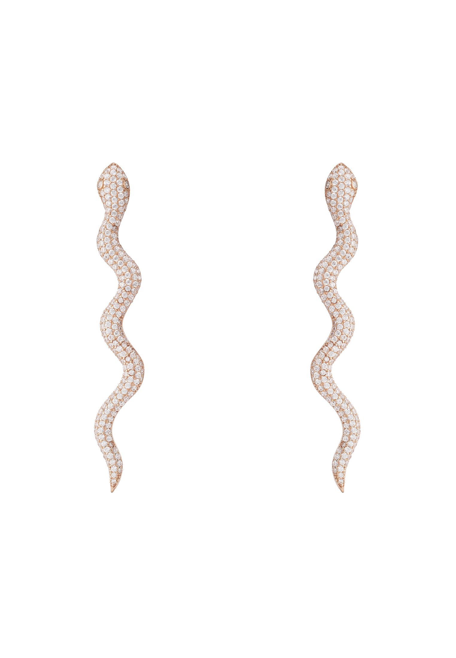 Medusa Long Serpent Stud Earrings Rose Gold Plated