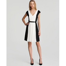 DKNYC Cap Sleeve Color Block Pleated Dress | Bloomingdale's