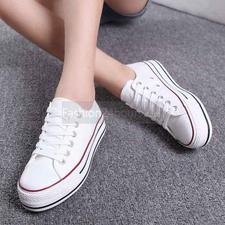 Thick Sole Lace Up Canvas Shoes 