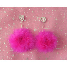 Hot Pink Pom-Pom Earrings