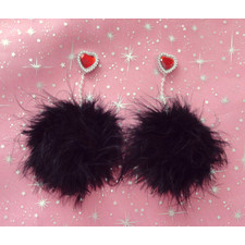 Black Pom-Pom Earrings