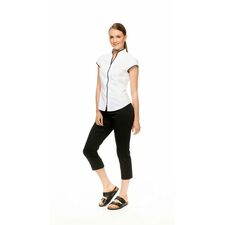 Cap Sleeve Shirt in white, with Capri Pant in black