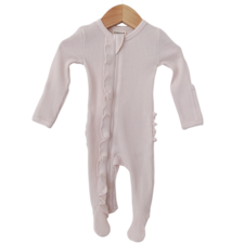 Organic Waffle Ruffle Zip Footie