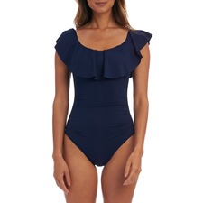 LA BLANCA Off the Shoulder One-Piece Swimsuit, Main, color, INDIGO