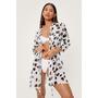 Cow Print Chiffon Frill Tie Cover Up Kimono 