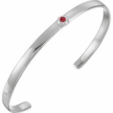 Sterling Silver Ruby Cuff 6" Bracelet