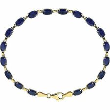 14k Yellow Lab-Grown Blue Sapphire 7.25" Bracelet