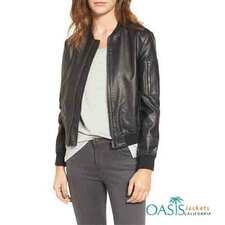 Haute Couture Black Leather Womenâs Bomber Jacket