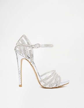 Image 1 of Steve Madden Cagged Rhinestone Strappy Barely There Sandals