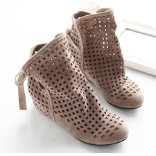 Special Offer Fashion and Casual Openwork Lacing Round Head Design Women's Boots (BEIGE,39) | Sammydress.com
