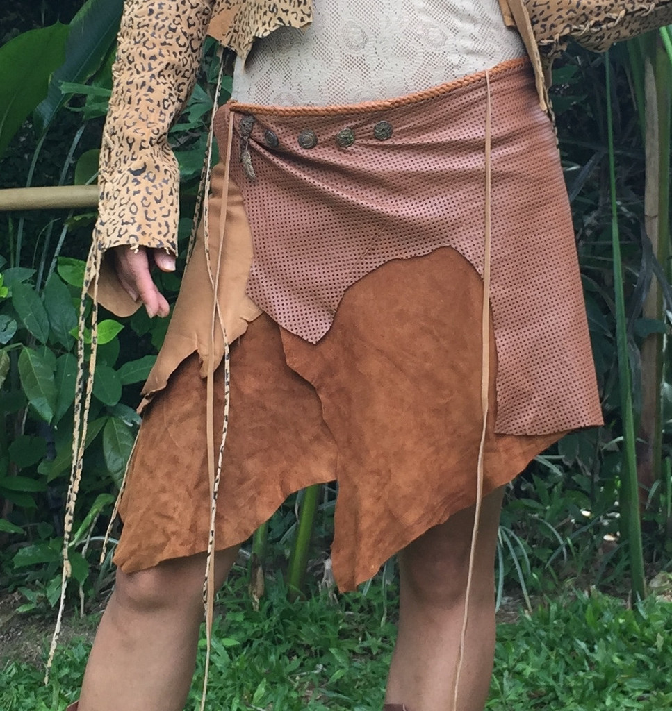 Antique Tan Leather Belt Skirt