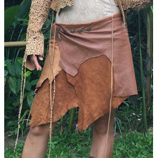 Antique Tan Leather Belt Skirt