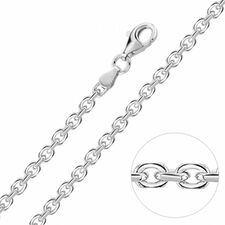 Sterling Silver 3mm Anchor Chain Necklace Diamond Cut