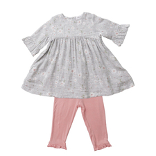 Bell Sleeve Dress &amp; Legging Set, Sweet Daisies