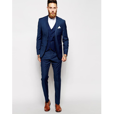 Image 1 of ASOS Skinny Fit Suit In Navy Wool Mix