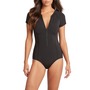 Front Zip One-Piece Swimsuit, Main, color, BLACK