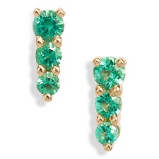 BONY LEVY El Mar Emerald Stick Stud Earrings, Main, color, 18KY
