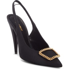 SAINT LAURENT St. Sulpice Slingback Pointed Toe Pump, Main, color, NERO