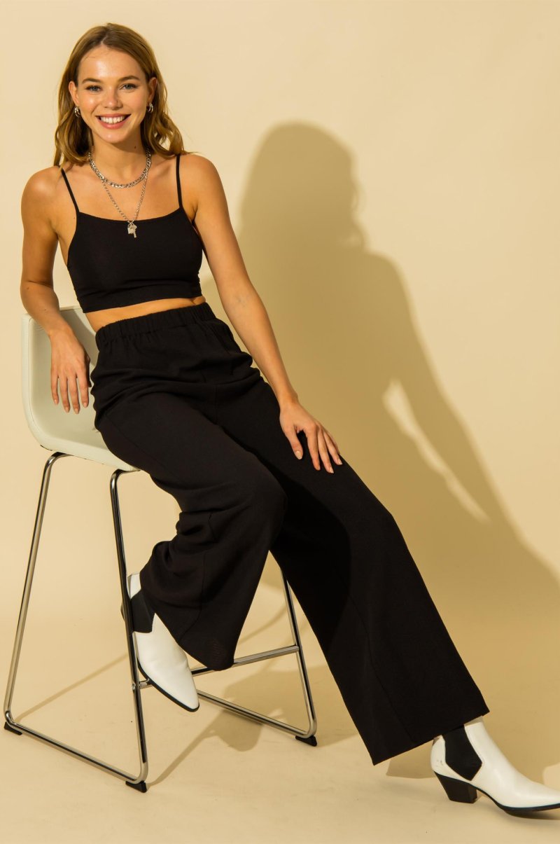 Crop Top and Wide Leg Pant Set