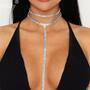 Rhinestone Double Choker Necklaces Lariat Chain Pendant 90s Collier Women Chocker Statement Maxi Collar Wedding Jewelery