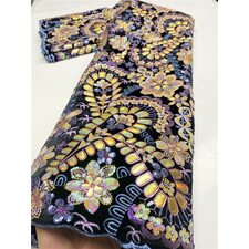 Velvet Lace Fabric African Lace Fabric 2020 High Quality Lace With Sequins French Nigerian Lace Fabrics Party Sewing YA3596B-2