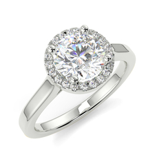 Round Single Halo Diamond Ring