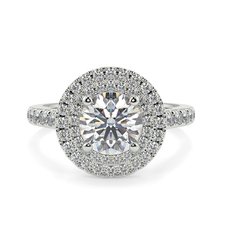 Round Double Halo with Shoulder Diamond Ring