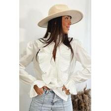 Adia Stand Collar Ruffle Blouse