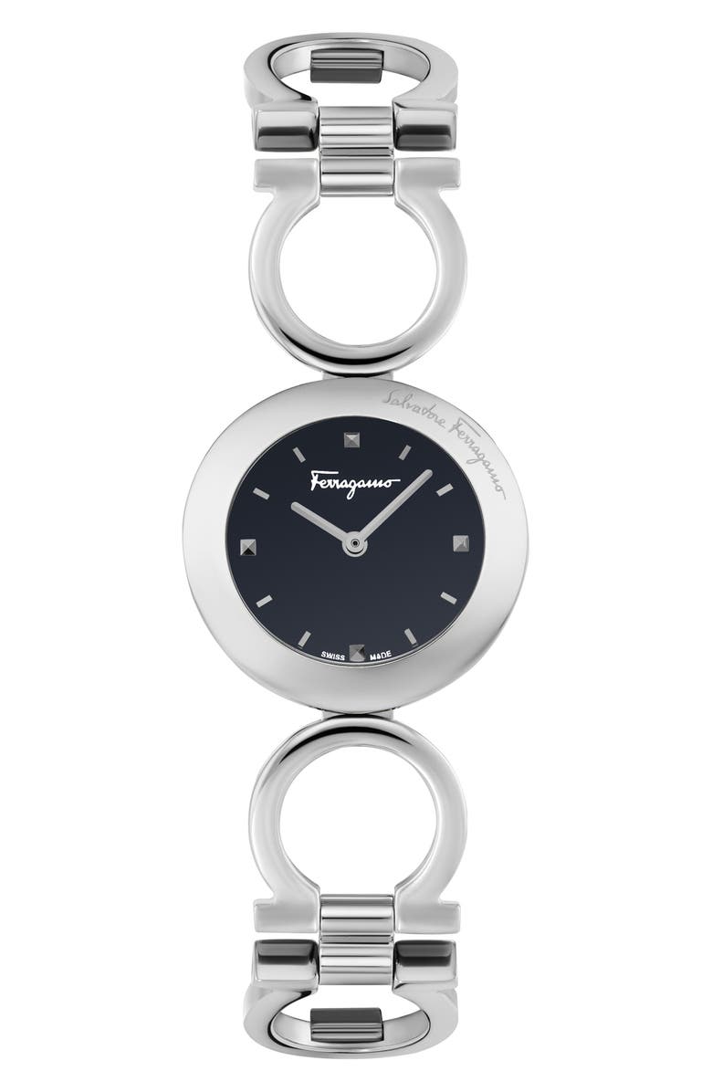 SALVATORE FERRAGAMO Gancino Bracelet Watch, 28mm, Main, color, STAINLESS STEEL