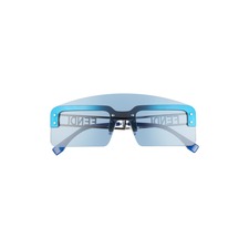 FENDI 142mm Shield Sunglasses, Main, color, SHINY DARK RUTHENIUM / BLUE