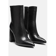 MARGEN Ankle High Pointed Toe Block Heeled Boot in Black