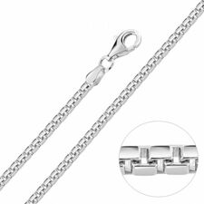Sterling Silver 2.3mm Box Chain Necklace Diamond Cut